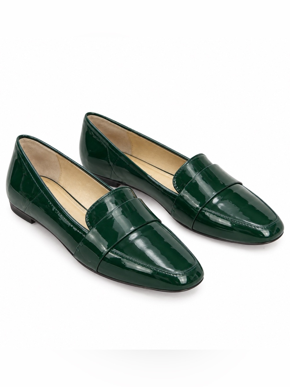 Splendid 7.5 Patent Leather Loafers Green Preppy Business Casual Fall Modern